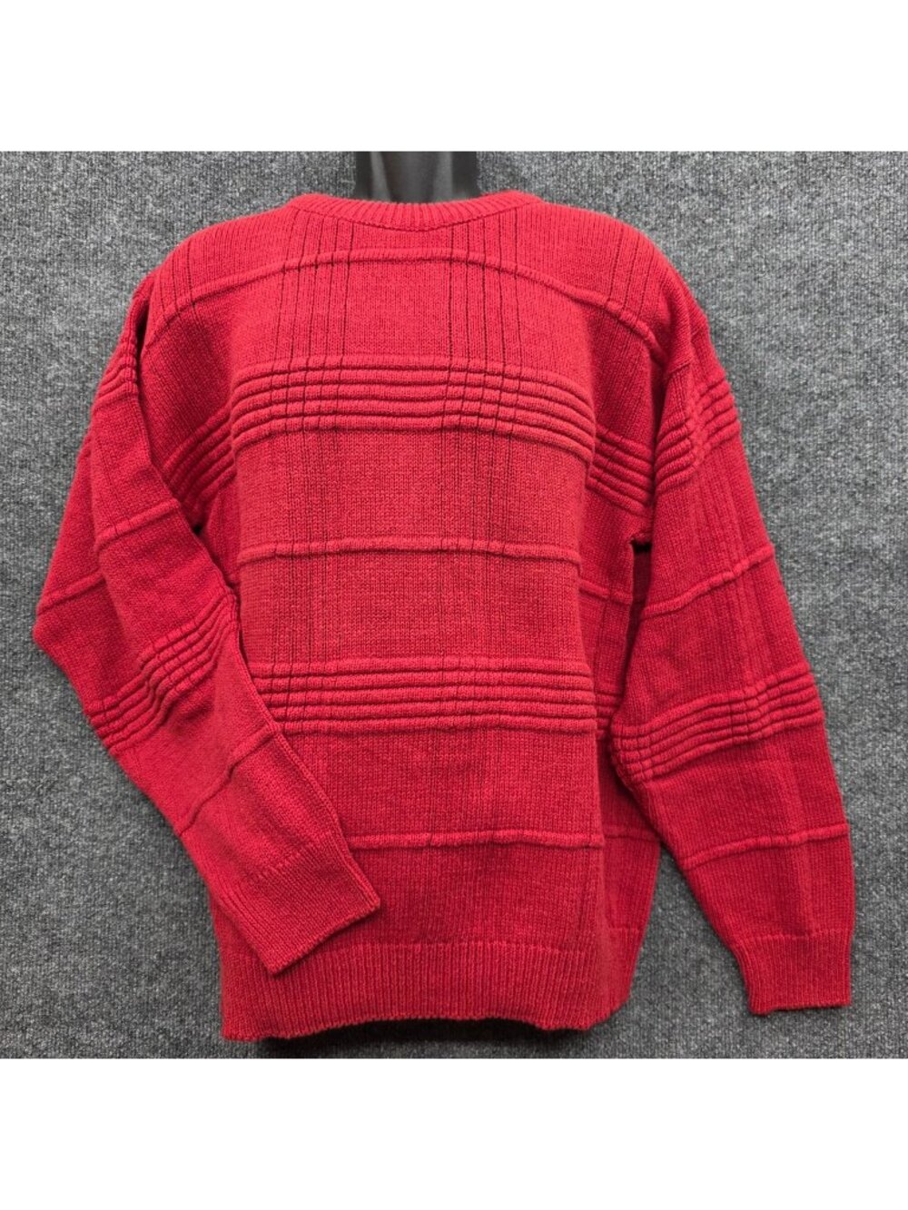 Susquehanna Trail Ribbed Sweater M Red USA Chunky Vibrant Retro Fisherman Cozy